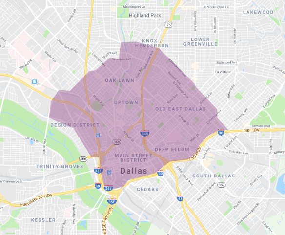 Mapa de scooters para scooters eléctricos en Dallas