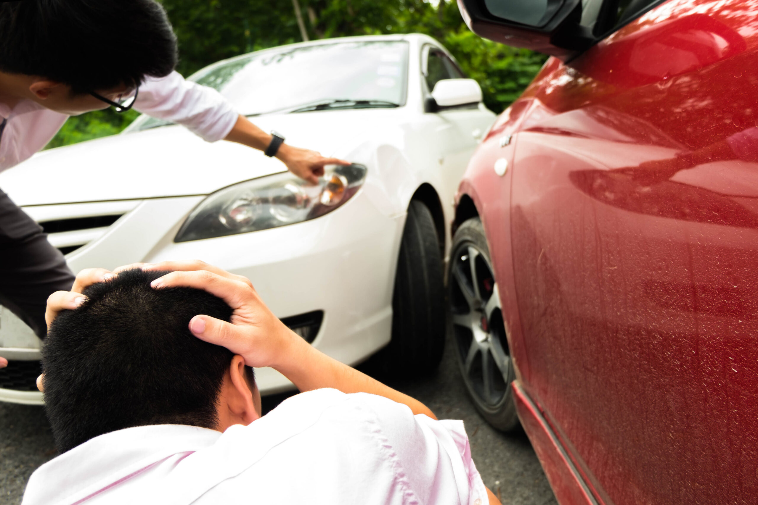 Car crash on the road ,wait insurance claim . Insurance claim concept. Texas Comparative Negligence Laws