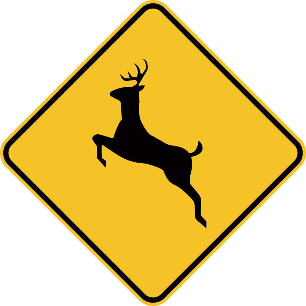 Deer Crossing Sign On White Background